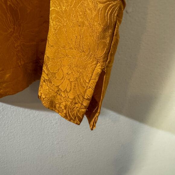 Vintage STUNT Collections 100% Silk Jacquard Blouse | Burnt Orange Gold Size M - Picture 8 of 9